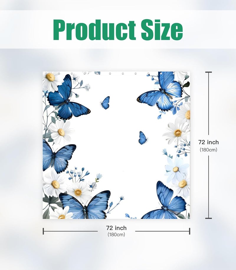 Stanoha Shower Curtain for Bathroom Stall Boho Modern Cute Aesthetic Decorative Girly Waterproof Unique Butterfly Flower Girls Chic Print Design Teen Pretty Women Cortinas de Baño Bathtub 72 x72 Inch - Image 2